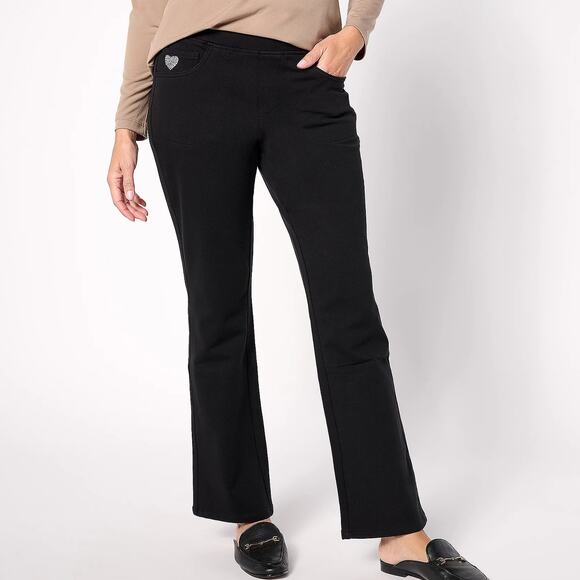 NWT Quacker Factory DreamJeannes Black Flat Waistband Bootcut Jeans Short Size 6 - Picture 4 of 8